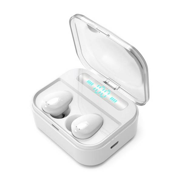 Ecouteurs Bluetooth Sans Fil Avec Boîtier De Charge Et Affichage Numérique Blanc YONIS