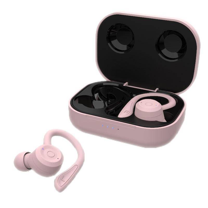 Ecouteurs Bluetooth Sport Étanches Avec Réduction De Bruit Et Basses Puissantes Rose YONIS-0