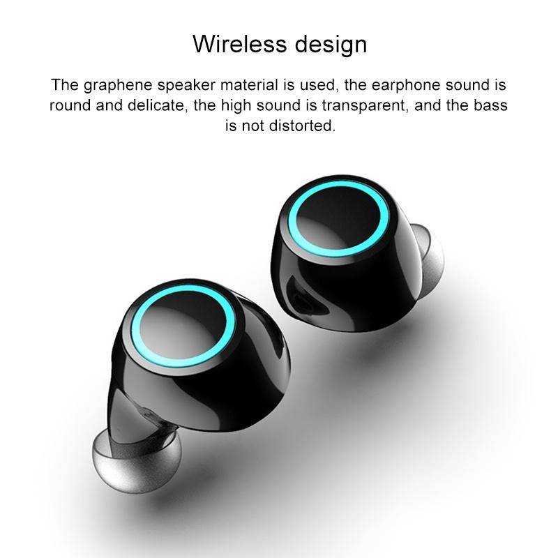 Ecouteurs Bluetooth Sans Fil Avec Indicateur De Charge LED Stereo - Noir - Yonis-1