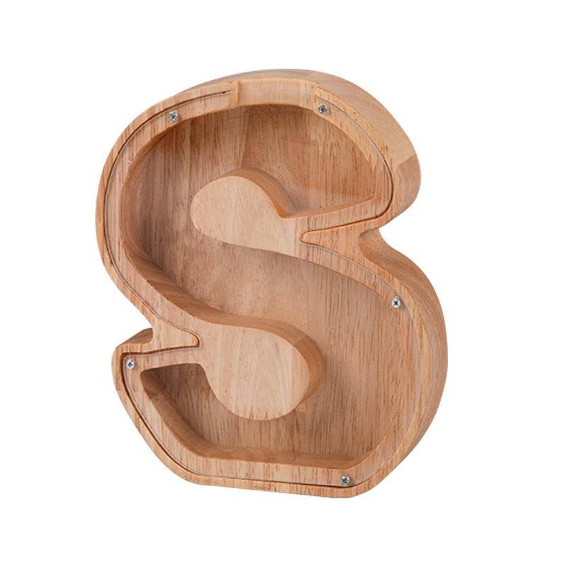 Tirelire Alphabet En Bois Avec Panneau Transparent Haute Qualité Durable S YONIS-0