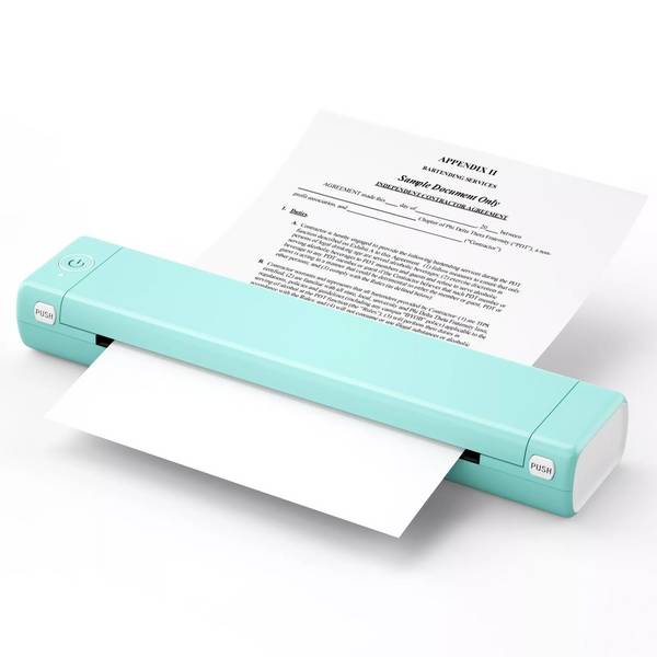 Mini Imprimante Thermique Bluetooth Portable Haute Résolution 203DPI 13MM/S Blanc Vert Letter Version YONIS