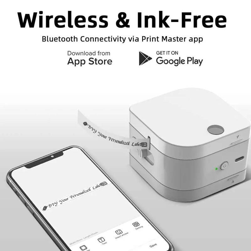 Mini Imprimante Bluetooth Autocollante Thermique Compacte Noire 1000mAh Vert YONIS-1