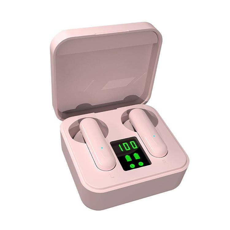Ecouteurs Bluetooth Sport Affichage Digital Autonomie 3h Léger Type-C - Rose - Yonis-0