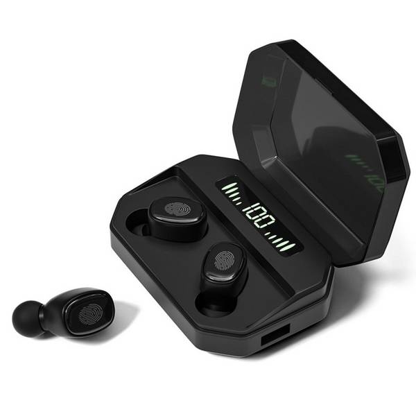 Écouteurs Bluetooth Sans Fil TWS Avec Boîtier De Charge Et Affichage Numérique Noir YONIS