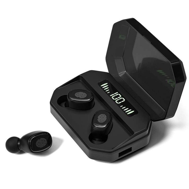 Écouteurs Bluetooth Sans Fil TWS Avec Boîtier De Charge Et Affichage Numérique Noir YONIS-0