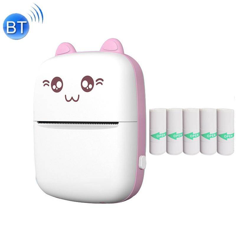 Mini Imprimante Thermique Bluetooth Portable Rose Avec Papier Autocollant Rose YONIS-0
