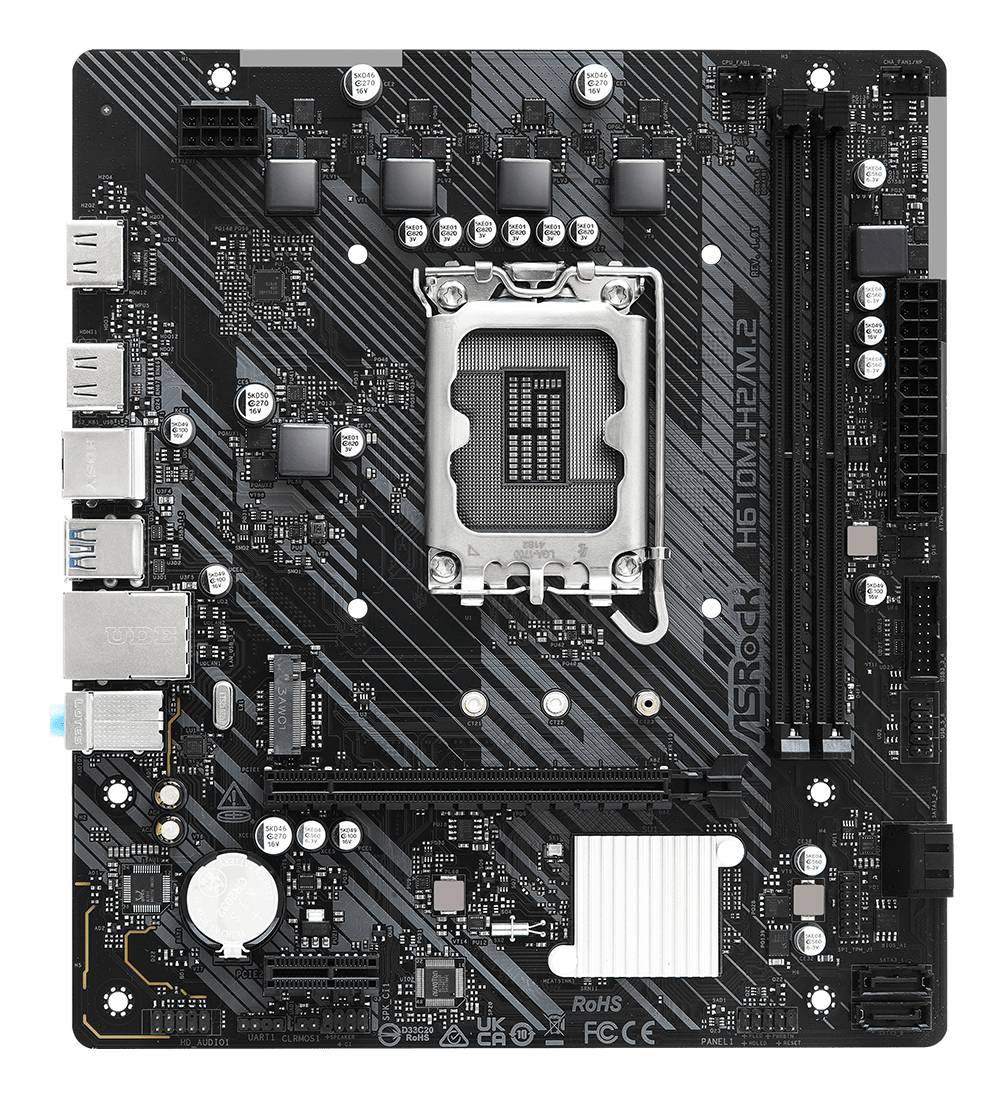 Asrock H610M-H2/M.2, Intel, LGA 1700, Intel Core i3 12th Gen, Intel Core i3 13th Gen, Intel Core i3 14th Gen, Intel Core-1
