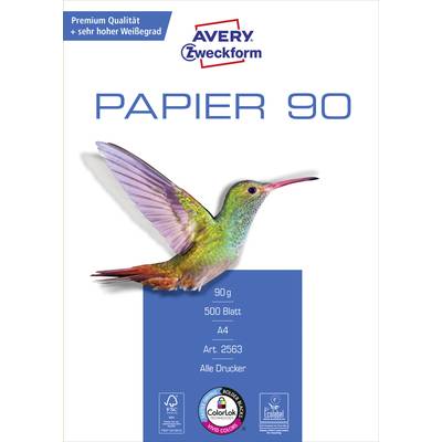 Avery-Zweckform PAPER Inkjet + Laser 2563  Papier de photocopieur DIN A4 90 g/m² 500 feuille(s) blanc