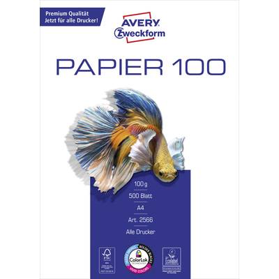 Avery-Zweckform Inkjet Paper Bright White 2566   Papier d'impression à jet d'encre DIN A4 100 g/m² 500 feuille(s) très b