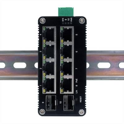 EXSYS EX-62035MPoE-SFP Mini commutateur industriel 8+2 ports Gigabit SFP PoE+, géré par le Web-3