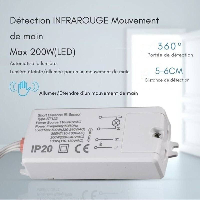 Mini Détecteur de Mouvement ON/OFF Infrarouge à Encastrer 200W max - SILAMP-1