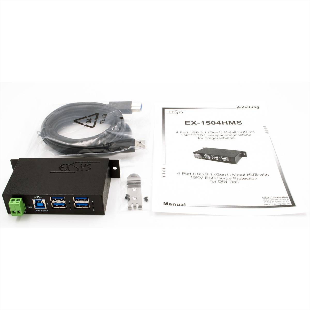 Exsys USB-Hub Hub USB noir-3