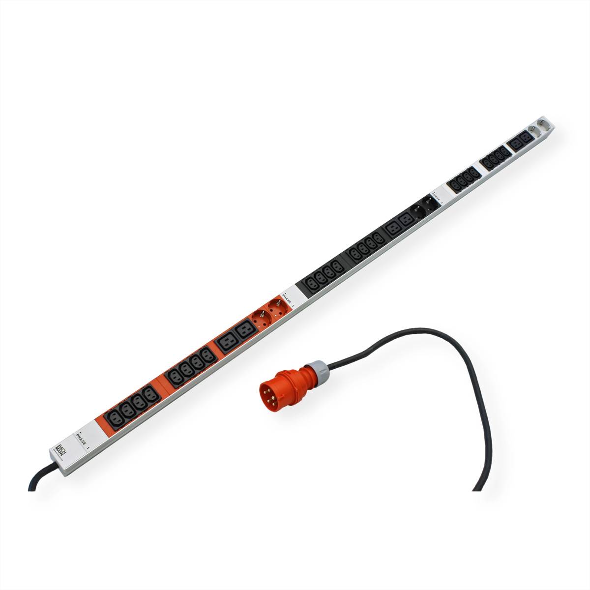 BACHMANN IT PDU ALU 1HE 24x C13 6x C19 2LS CEE 3x32A rot-1
