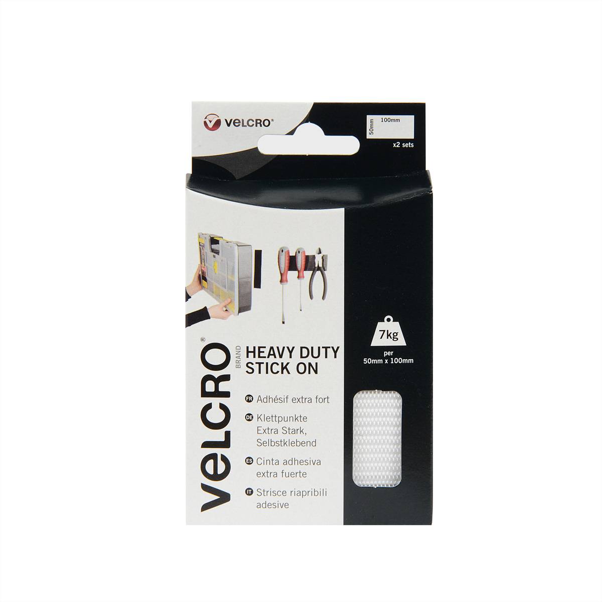 VELCRO® Bandes 50x100mm x 2 blanches, crochets&velours autocollants extra fort-3