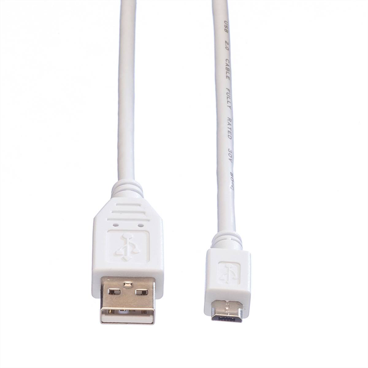VALUE Câble USB 2.0, USB A mâle - Micro USB B mâle, blanc, 1,8 m-1