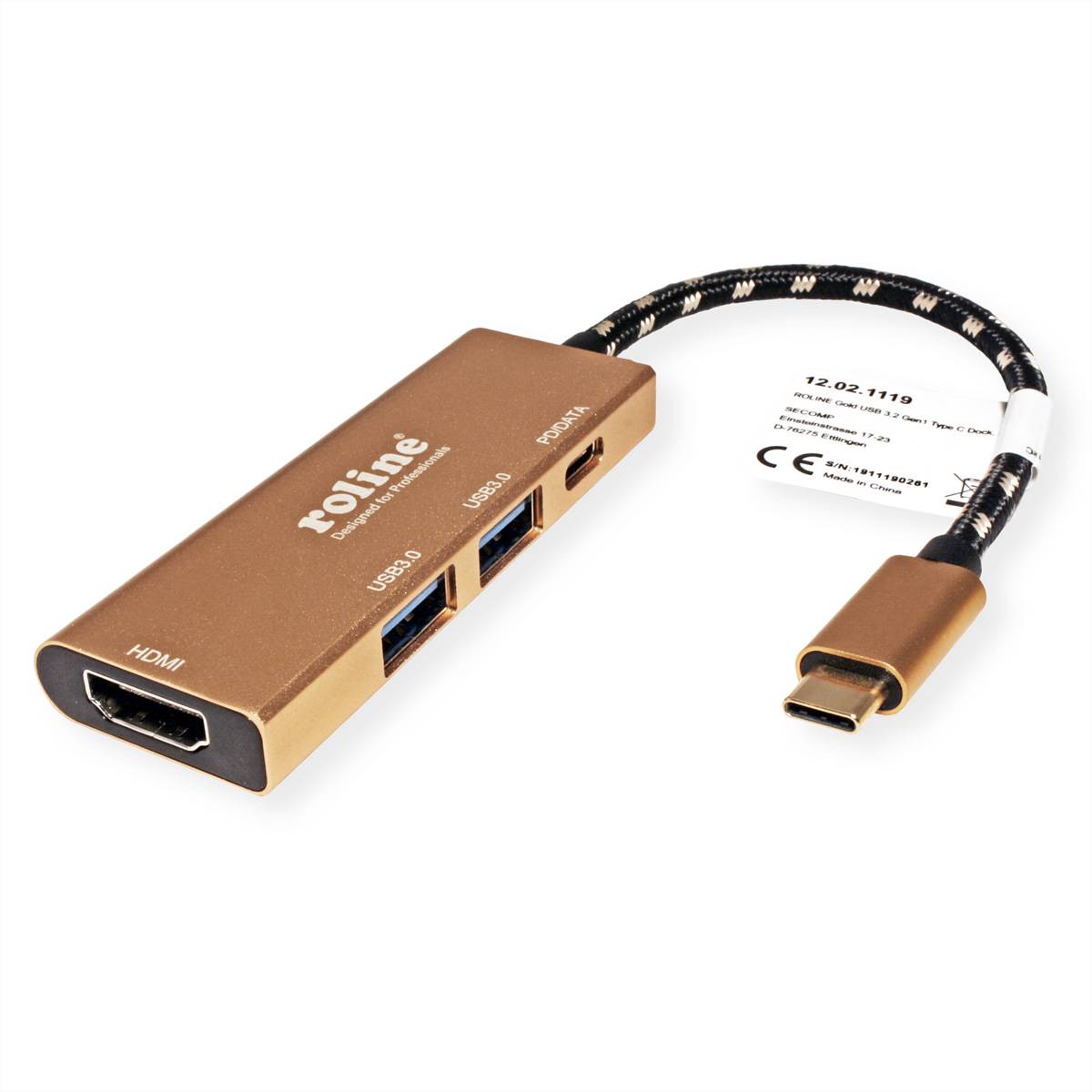 ROLINE GOLD Station d'accueil USB-C, 4K HDMI, 2 ports USB 3.2 Gen 1, 1x USB type C PD (Power Delivery)-2