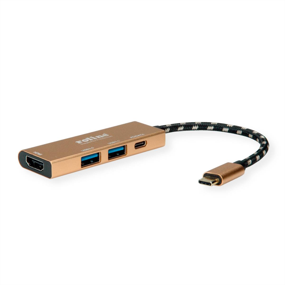 ROLINE GOLD Station d'accueil USB-C, 4K HDMI, 2 ports USB 3.2 Gen 1, 1x USB type C PD (Power Delivery)-4