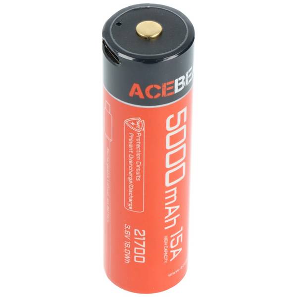 Batterie Li-ion 21700 5000mAh, USB-C, courant de décharge max. 15A, 76,2 x 21,7 mm