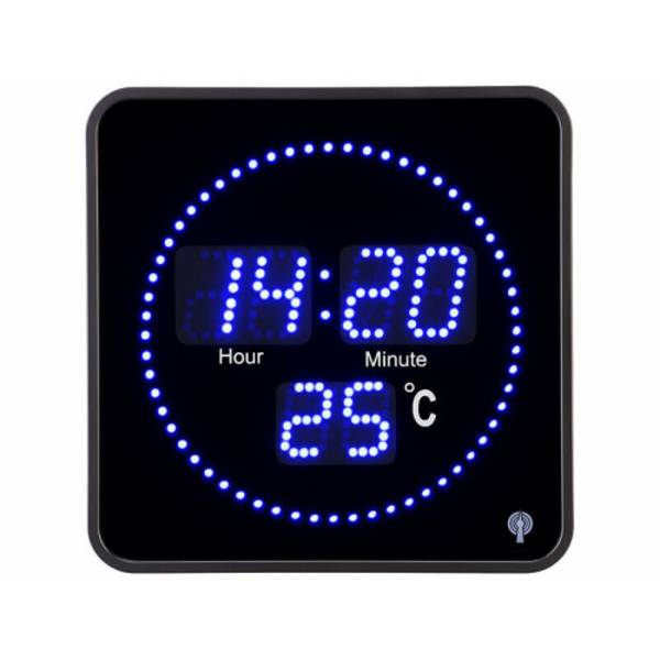 Horloge digitale radio-pilotée BLEUE avec température
