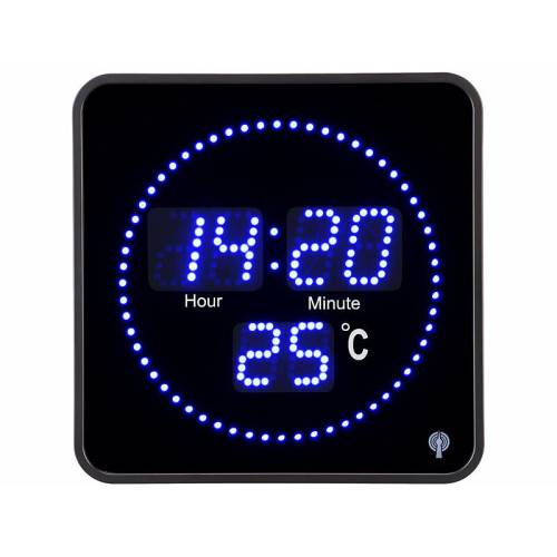 Horloge digitale radio-pilotée BLEUE avec température-0