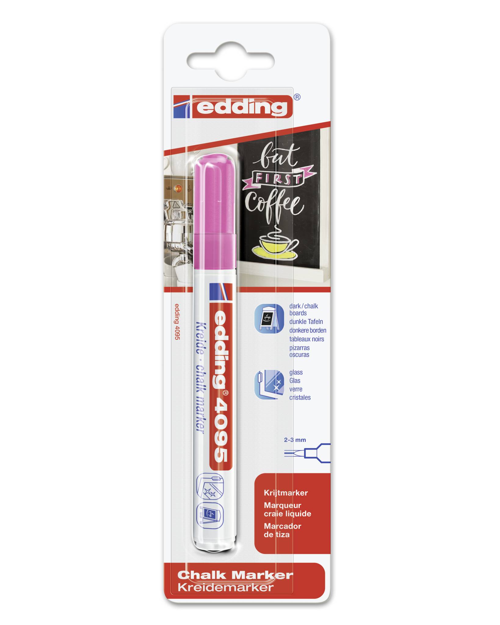 Edding Kreidemarker 4-4095-1-1069 Marqueur craie rose fluorescent 4 mm, 15 mm-1