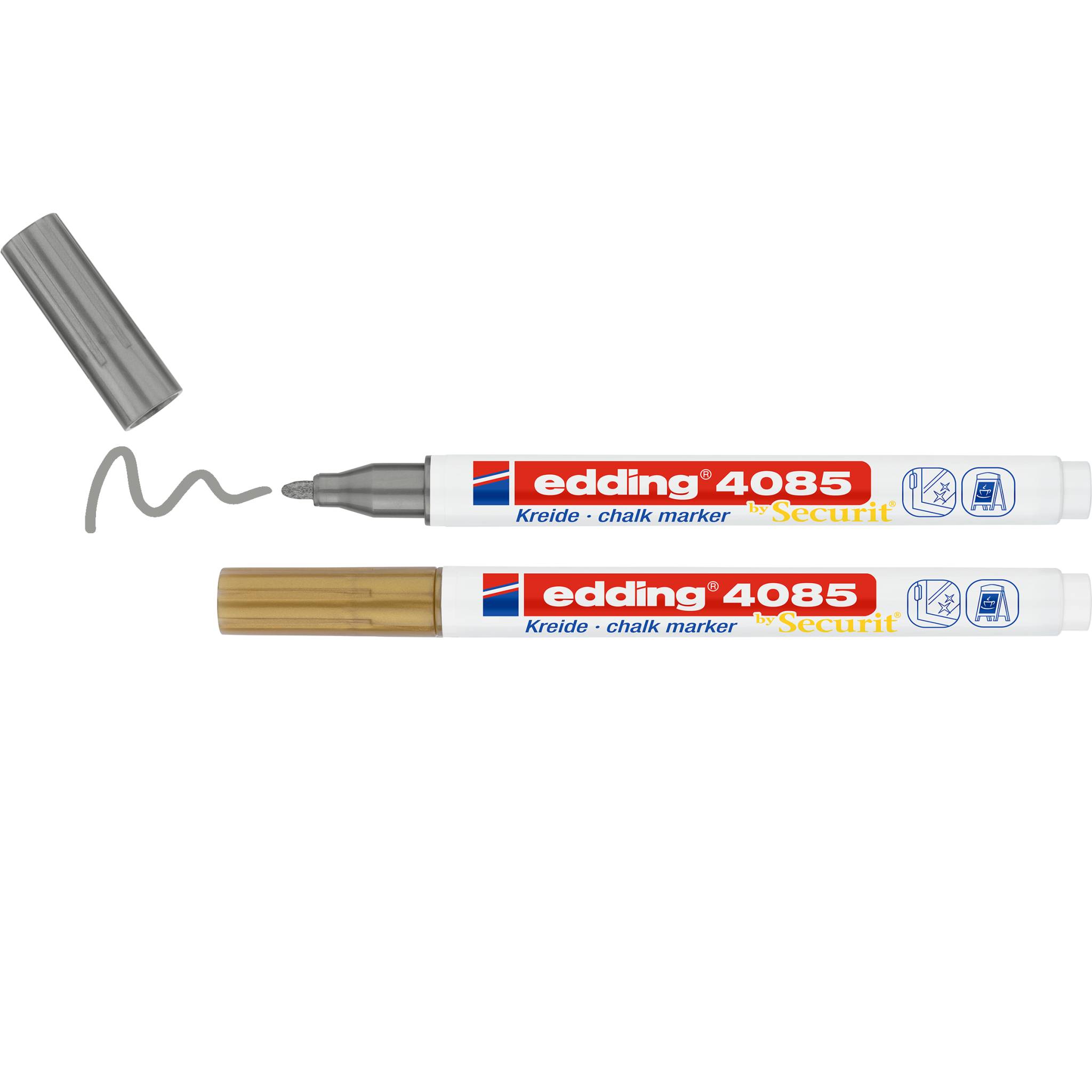 Edding 4085 4-4085-2-15354 Marqueur craie or, argent 1 mm, 2 mm-1