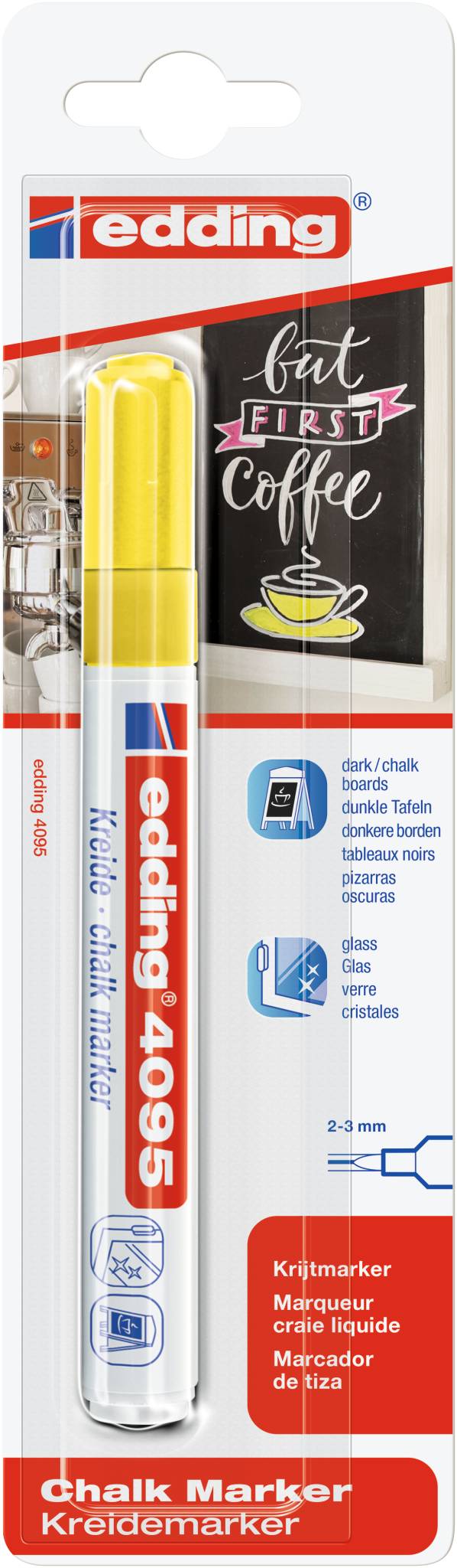 Edding 4095 4-4095-1-1065 Marqueur craie jaune fluorescent 4 mm, 15 mm-3