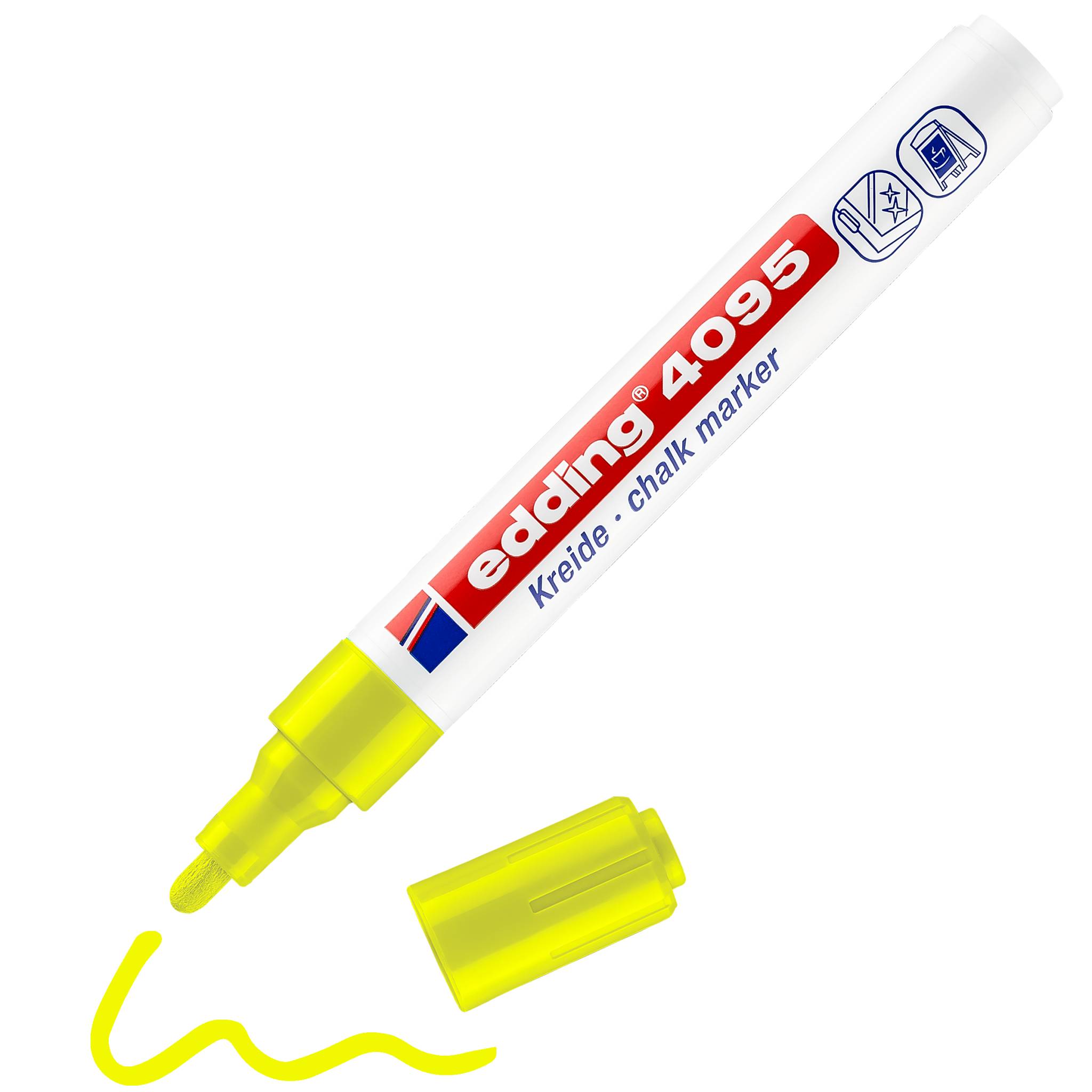 Edding 4095 4-4095-1-1065 Marqueur craie jaune fluorescent 4 mm, 15 mm-4