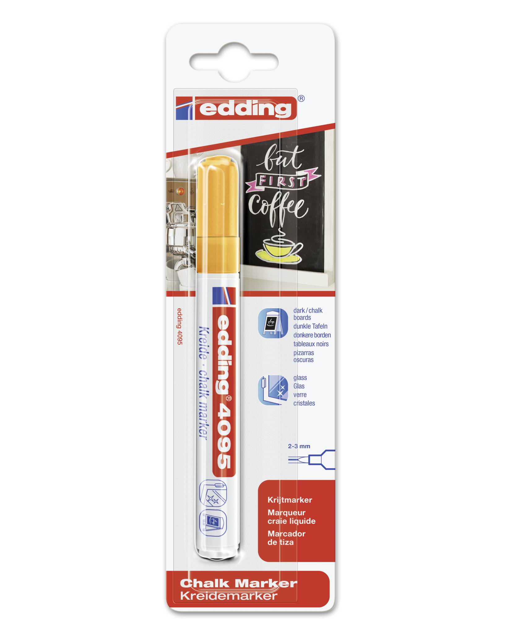 Edding Kreidemarker 4-4095-1-1066 Marqueur craie orange fluorescent 4 mm, 15 mm-4