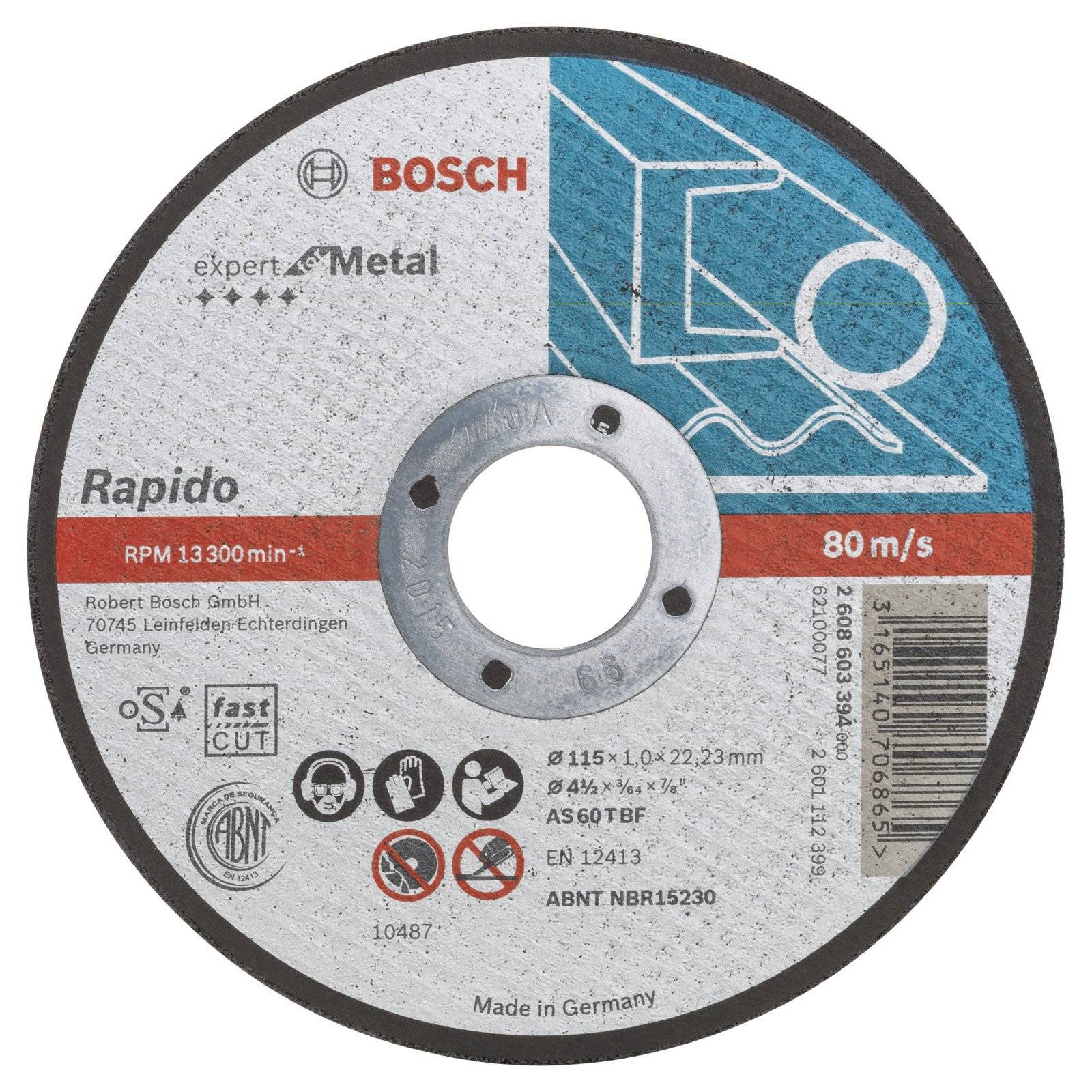 Bosch Bosch Power Tools 2 608 603 394 Disque à tronçonner 115 mm 1 pc(s) acier-1