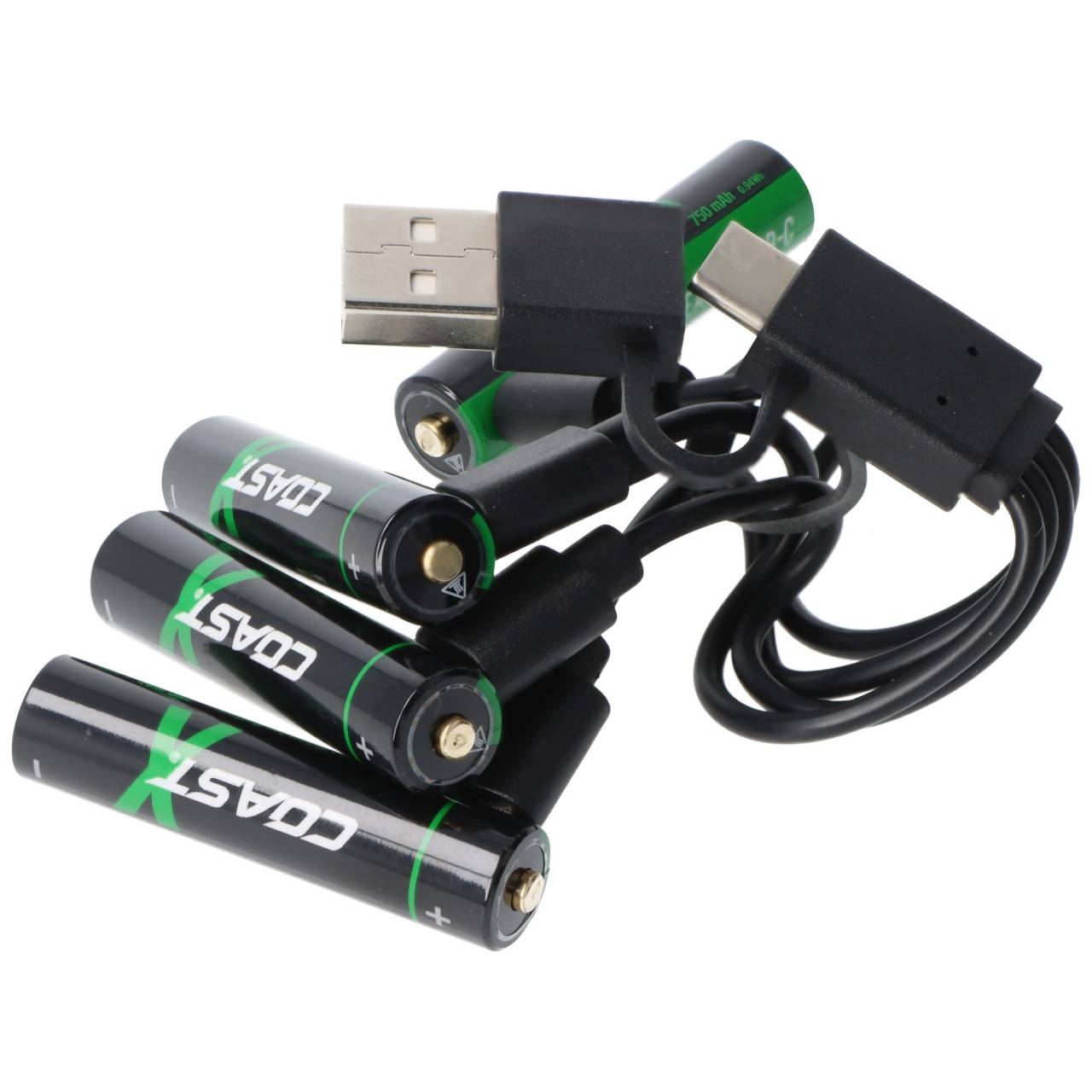 Piles lithium-ion Micro AAA 1,5 V ZITHION-X® de 750 mAh, avec câble de chargement USB-C 4 en 1-0