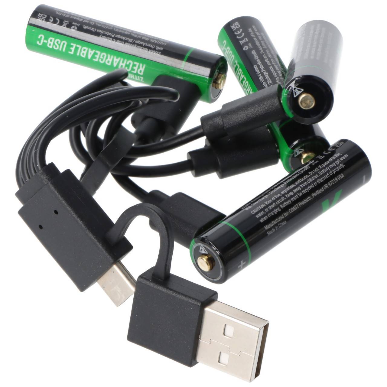 Piles lithium-ion Micro AAA 1,5 V ZITHION-X® de 750 mAh, avec câble de chargement USB-C 4 en 1-2