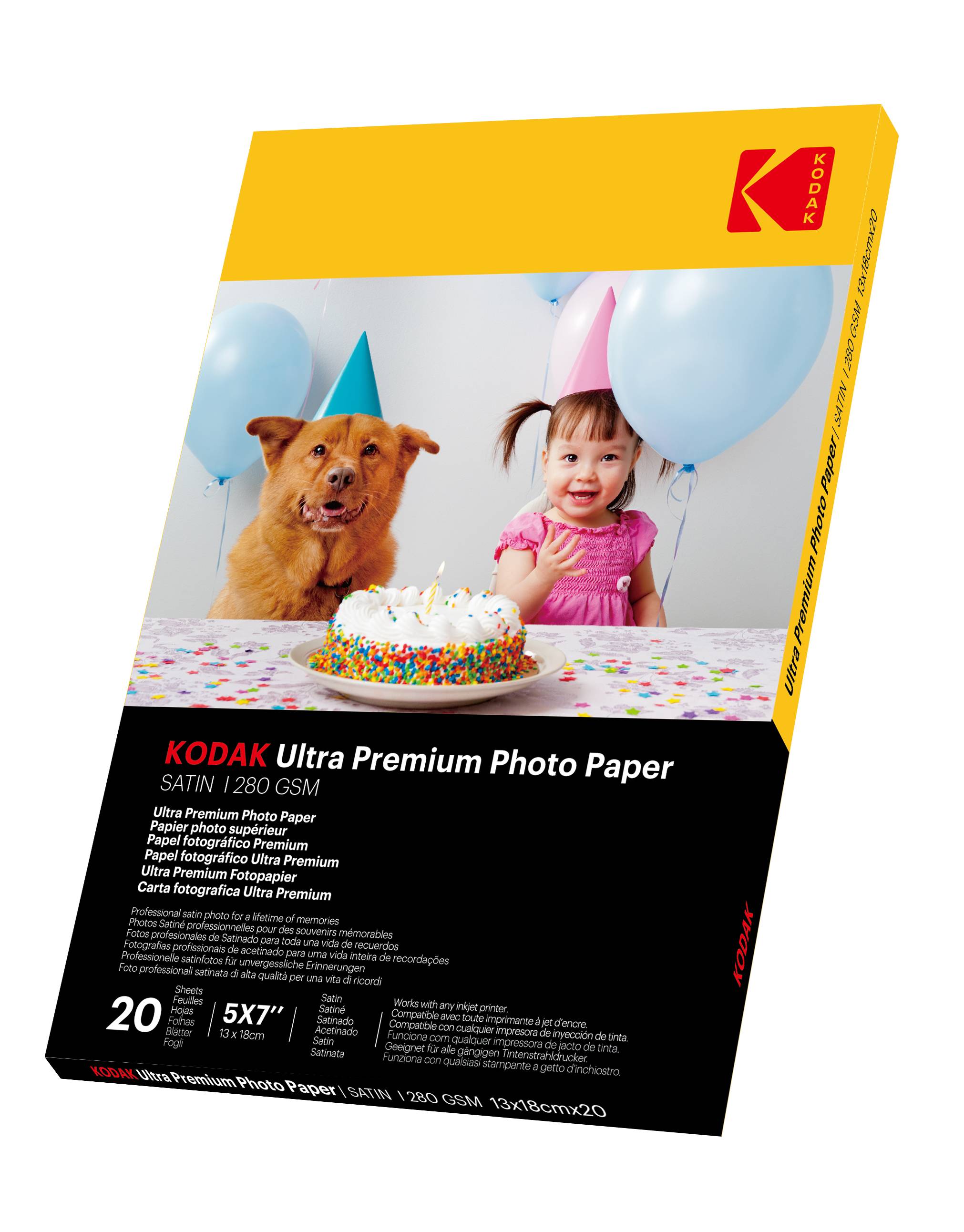 KODAK Ultra Premium Photo Paper - Papier Photo Satiné, Pack de 20 Feuilles, 280g/m², Format 13x18 cm, Impression Jet d'-1