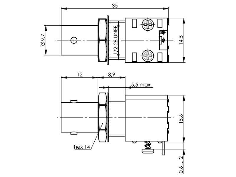 Telegärtner TELEGÄRTNER KARL GÄRTNER - BNC-Einbaubuchse print abgewinkelt Prise encastrée BNC pour circuits imprimés 100-4