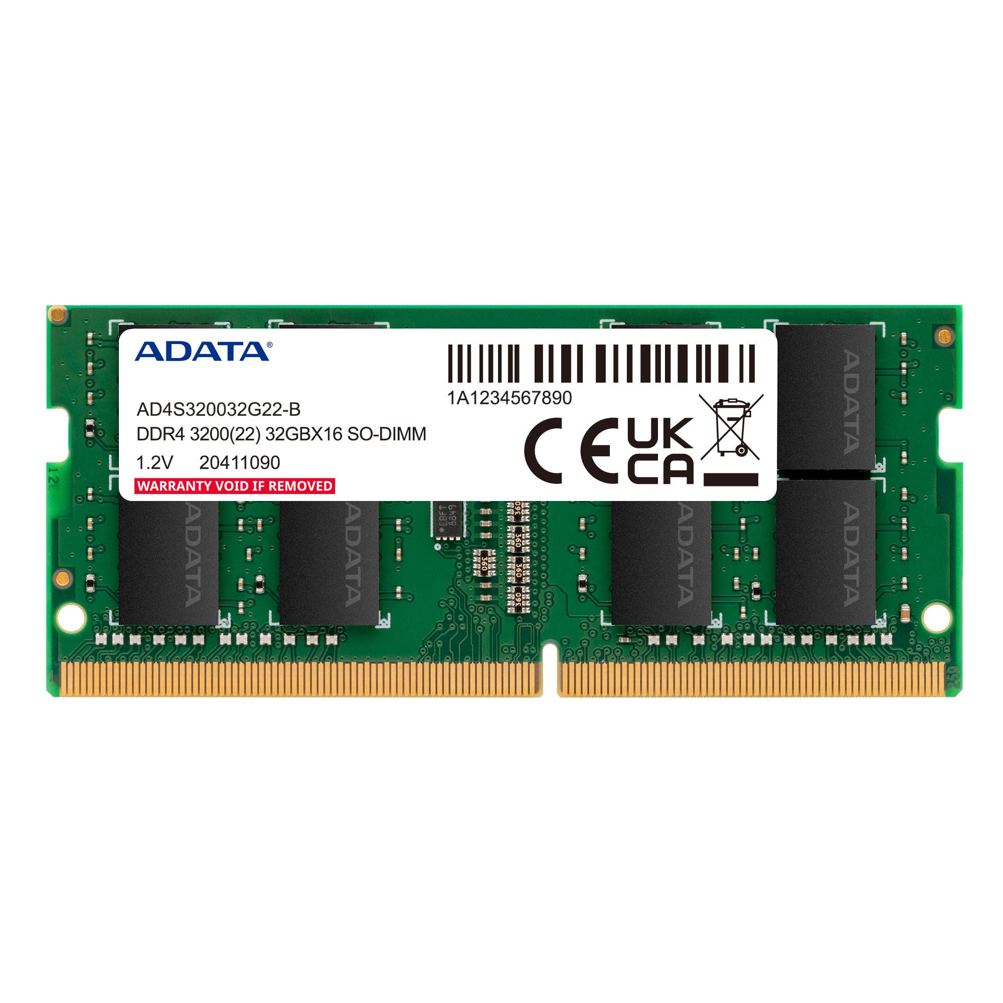 ADATA AD4S32008G22-DTGN, 16 Go, 2 x 8 Go, DDR4, 3200 MHz, 260-pin SO-DIMM-1