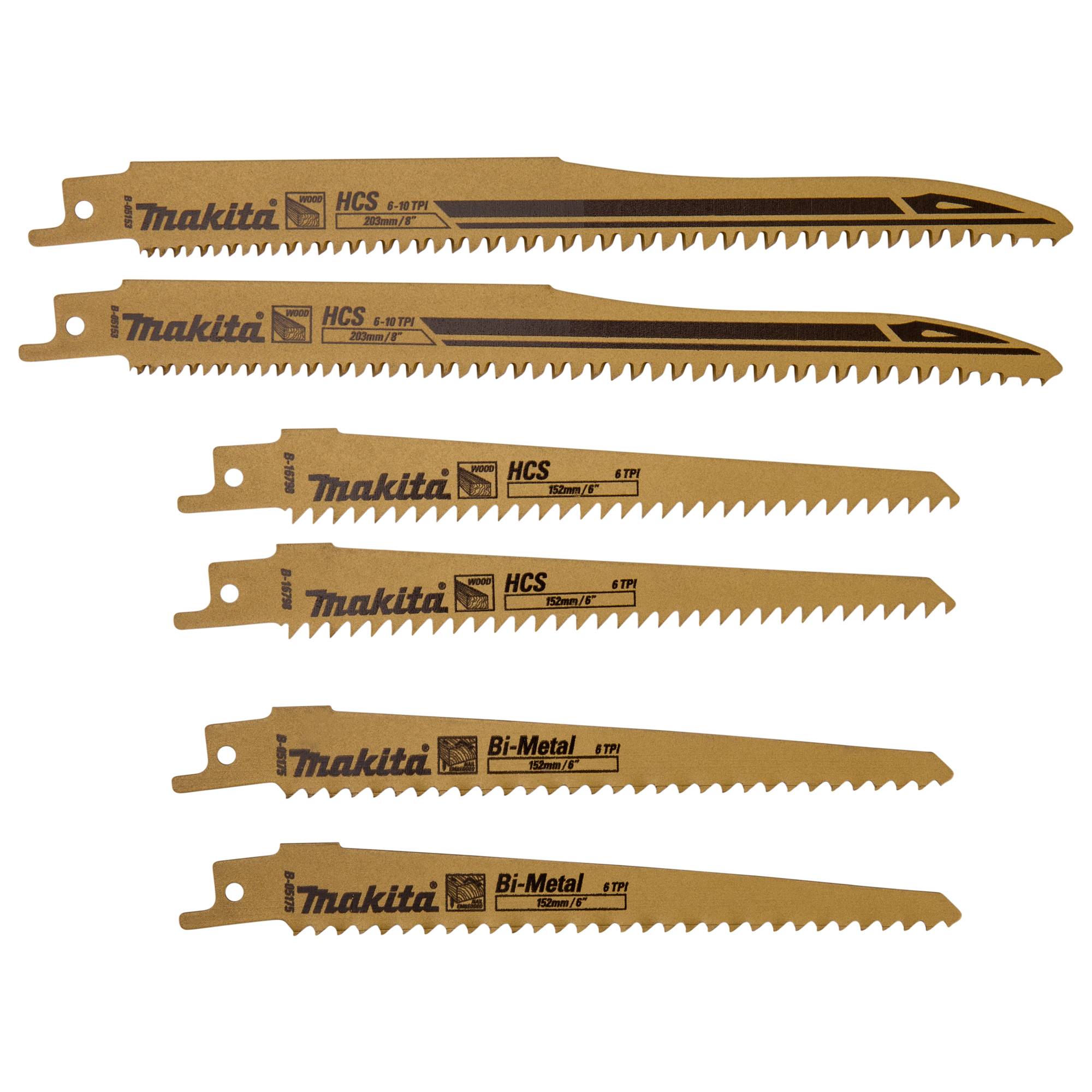 Pack de 6 lames de scie recipro pour bois - MAKITA - B-44432-0