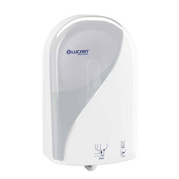 Distributeur identity toilet blanc a découpe automatique - LUCART - Papier toilette et distributeur