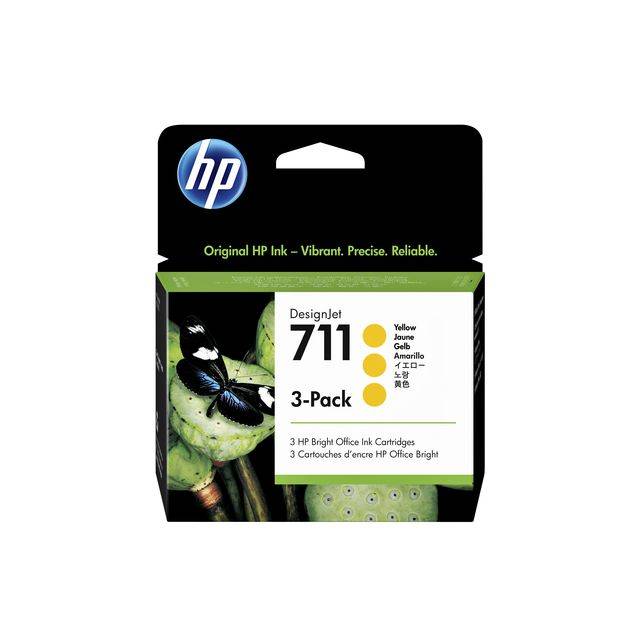 HP 711 Pack 3 cartouches couleurs séparées pour imprimante jet d'encre - jaune-5