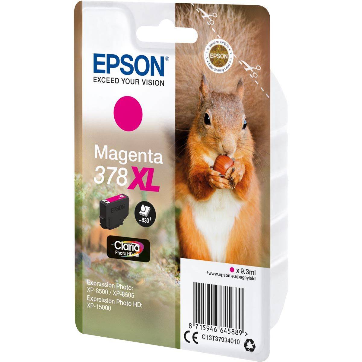 EPSON 4LB Singlepack Magenta 378XL Squirrel Clara Photo HD Ink-2