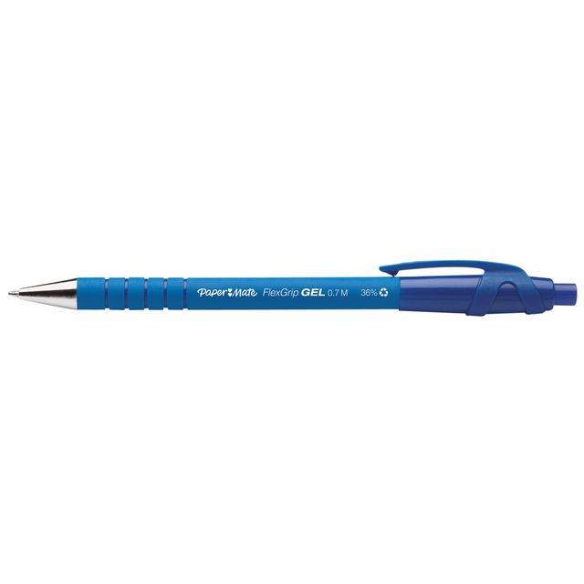 Stylo roller Papermate Flexgrip Gel rétractable pointe 0,7 mm - écriture moyenne - bleu-0