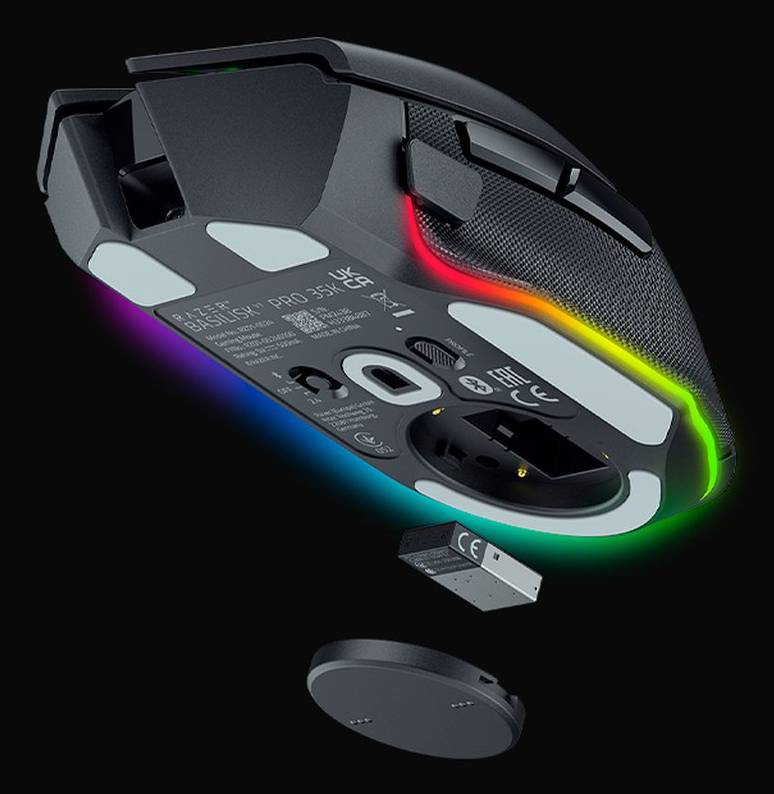Razer Basilisk V3 Pro 35K, Droitier, Optique, RF Wireless + Bluetooth + USB Type-A, 35000 DPI, Noir-4