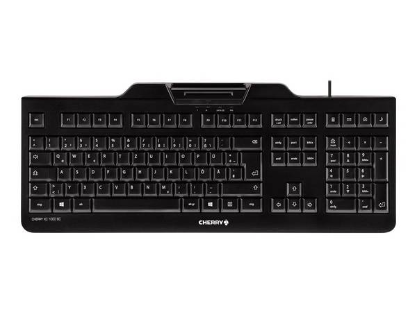 CHERRY KC 1000 SC Clavier filaire lecteur cartes à puce, noir, USB, AZERTY - FR, Taille réelle (100 %), Avec fil, USB, C
