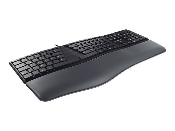 CHERRY KC 4500 ERGO, Taille réelle (100 %), Avec fil, USB, AZERTY, Noir