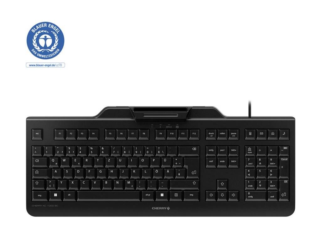 CHERRY KC 1000 SC, Taille réelle (100 %), Avec fil, USB, AZERTY, Noir-0