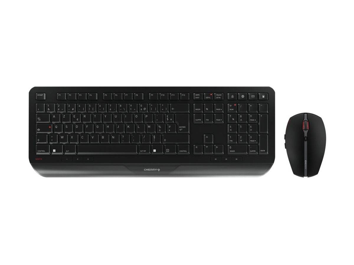 CHERRY GENTIX DESKTOP, Taille réelle (100 %), Sans fil, RF sans fil, AZERTY, Noir, Souris incluse-0