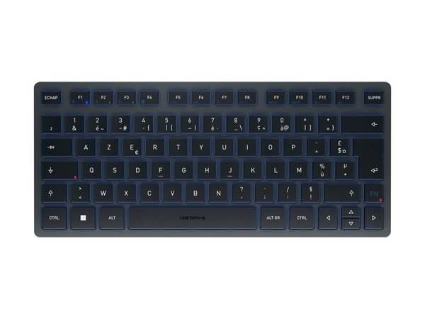 CHERRY KW 7100 MINI BT, Sans fil, Bluetooth, Commutateur de touche « ciseaux », AZERTY, Bleu