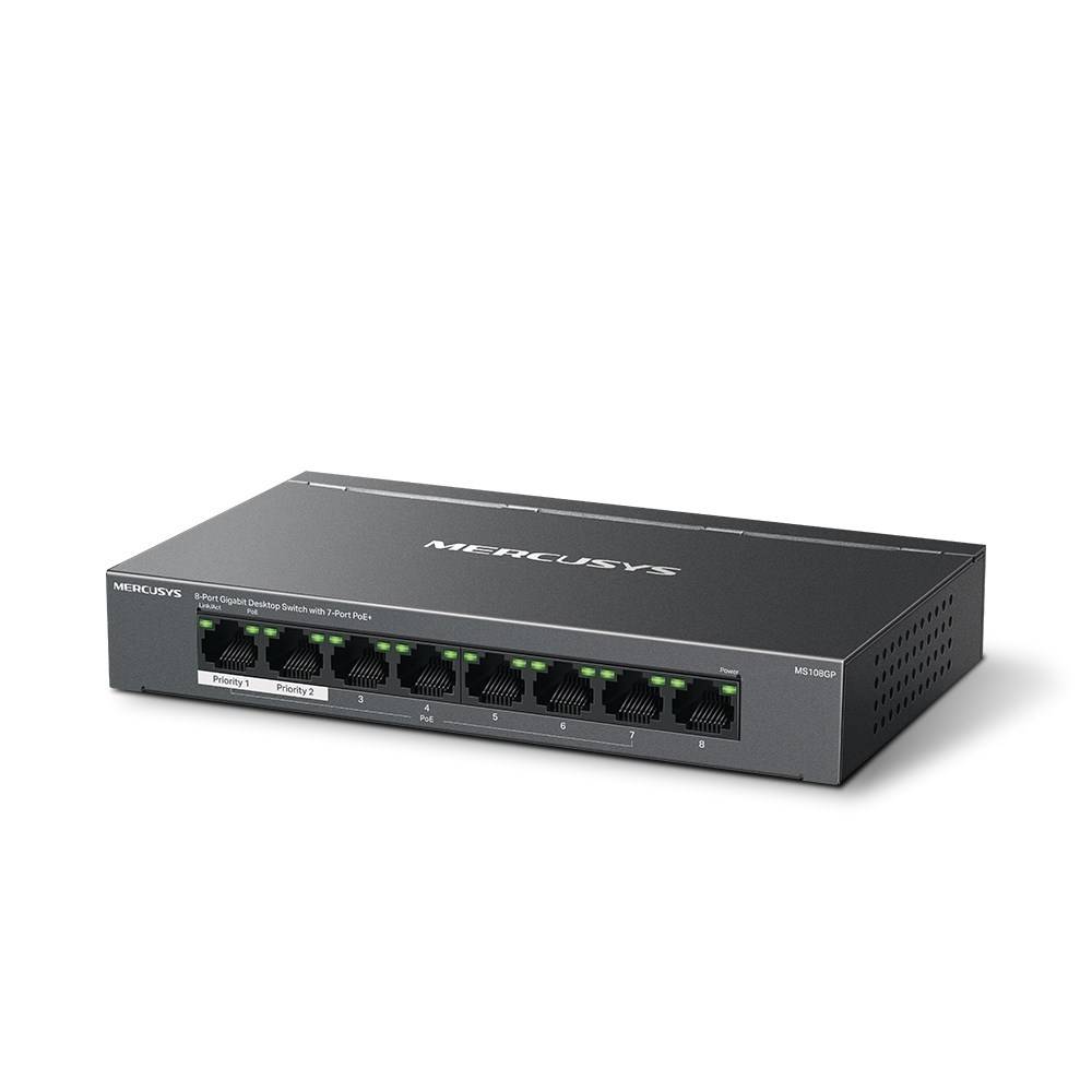 Mercusys MS108GP, Géré, Gigabit Ethernet (10/100/1000), Full duplex, Connexion Ethernet, supportant l'alimentation via c-1