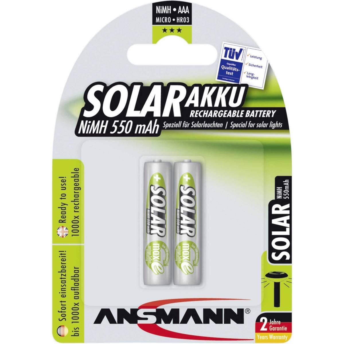Ansmann Solar Mirco / AAA Vert pack de 2 parfait pour les lampes solaires-0