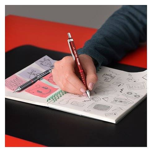 Portemine Tikky Rétro Rotring pointe 0,7 mm 2B corps rouge-3