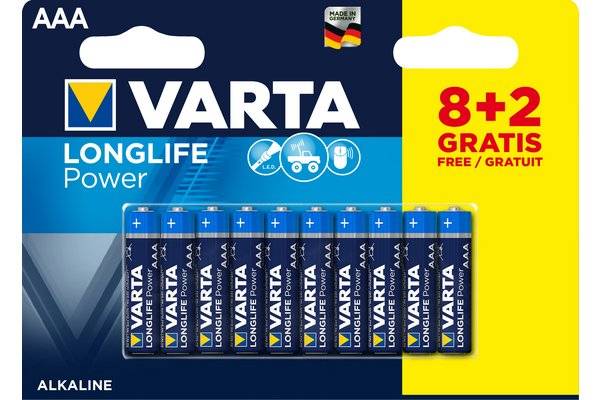 VARTA Piles alcalines LR03 AAA 8 + 2 offertes-0